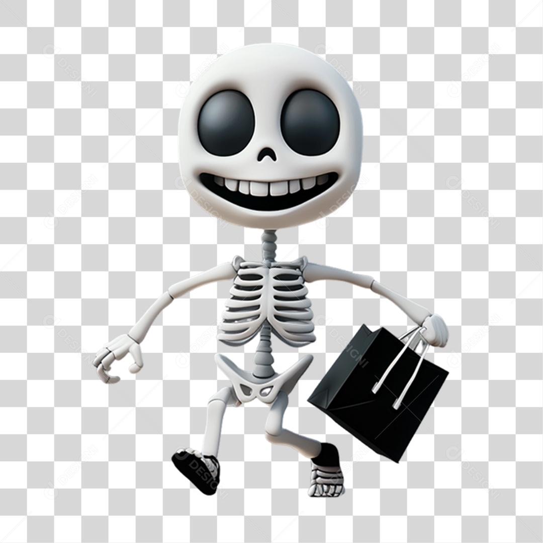 Elemento 3D Personagem de Halloween Esqueleto PNG Transparente