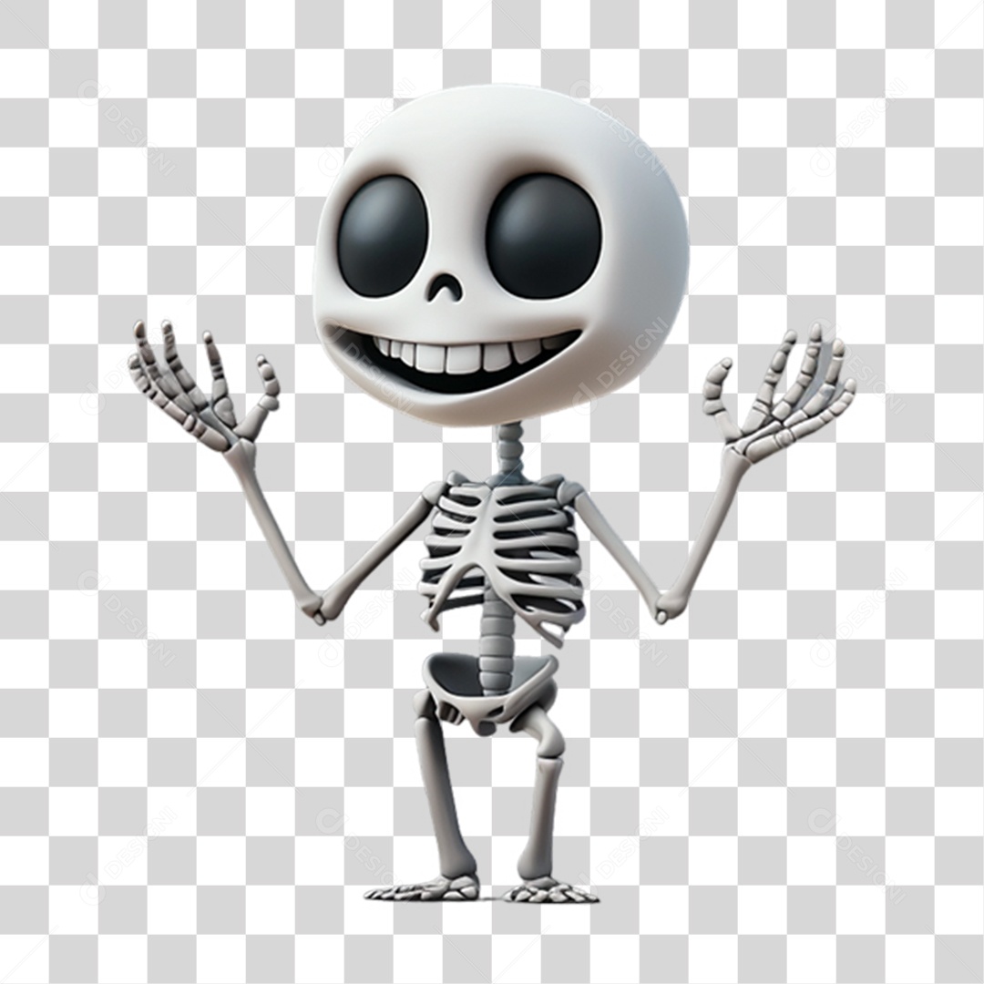 Elemento 3D Personagem de Halloween Esqueleto PNG Transparente