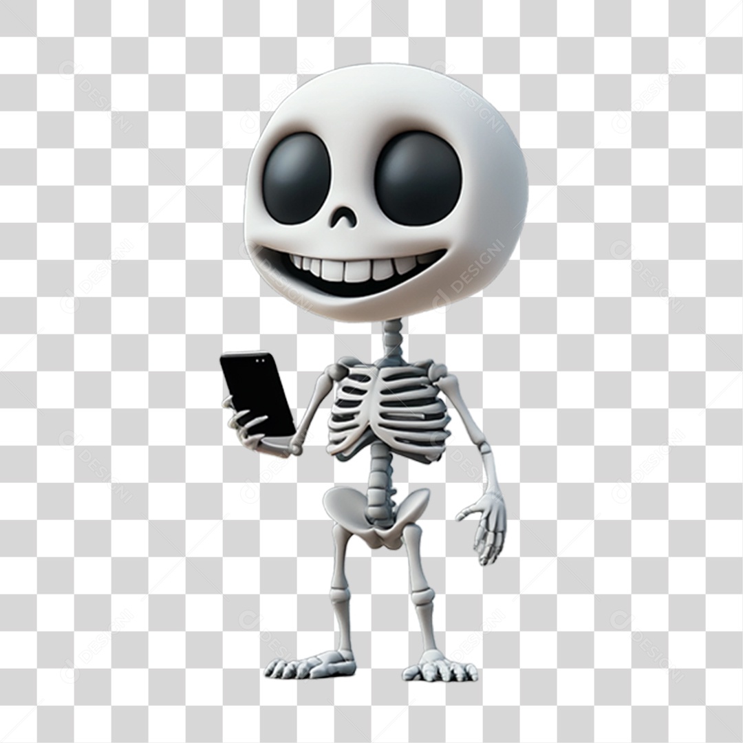 Elemento 3D Personagem de Halloween Esqueleto PNG Transparente