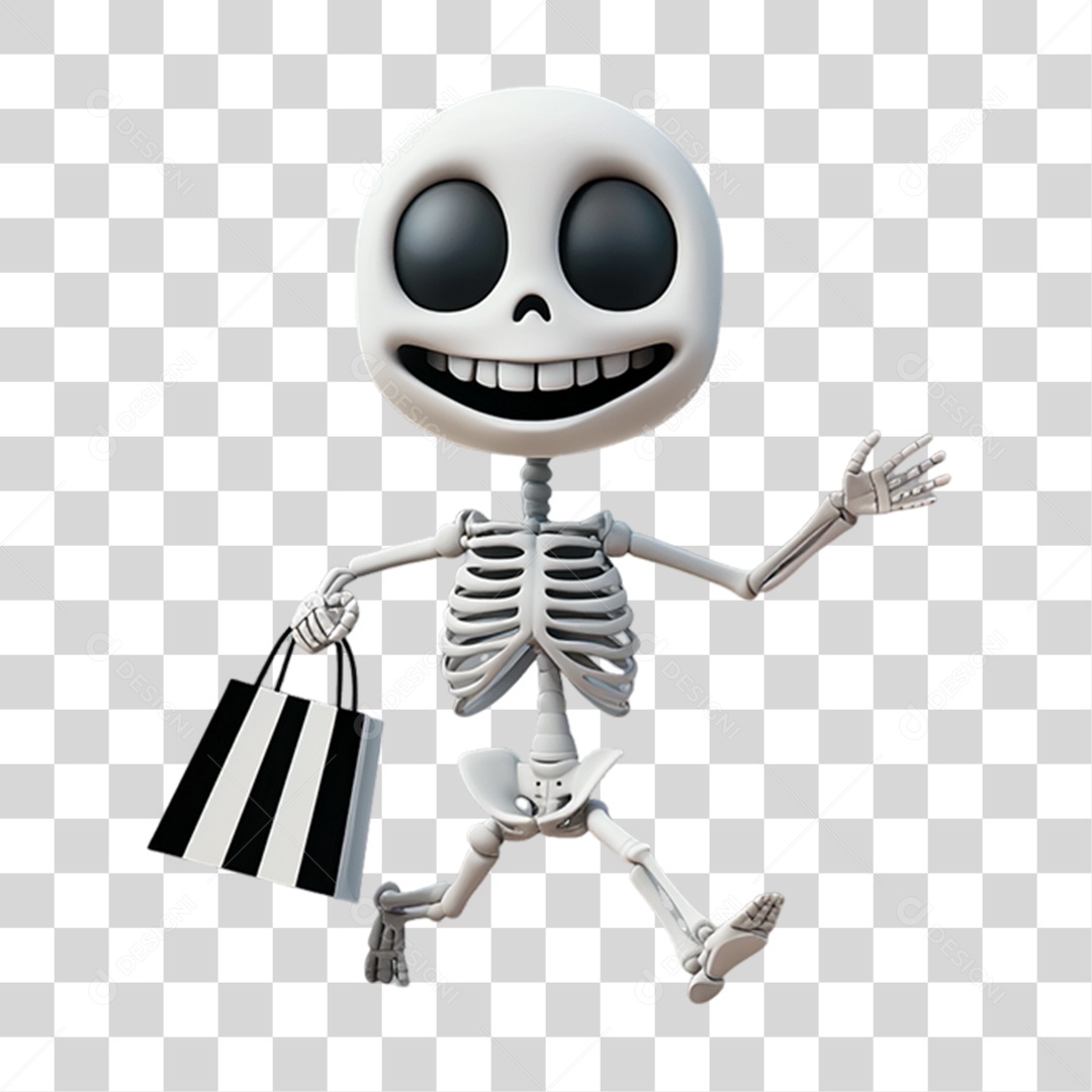 Elemento 3D Personagem de Halloween Esqueleto PNG Transparente