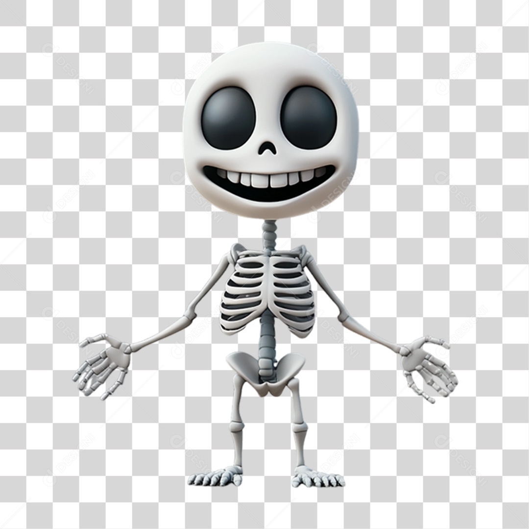 Elemento 3D Personagem de Halloween Esqueleto PNG Transparente
