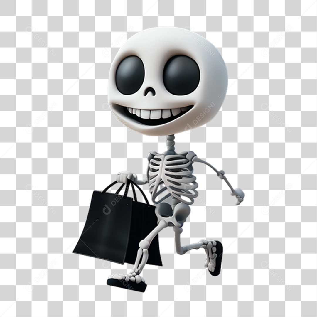 Elemento 3D Personagem de Halloween Esqueleto PNG Transparente