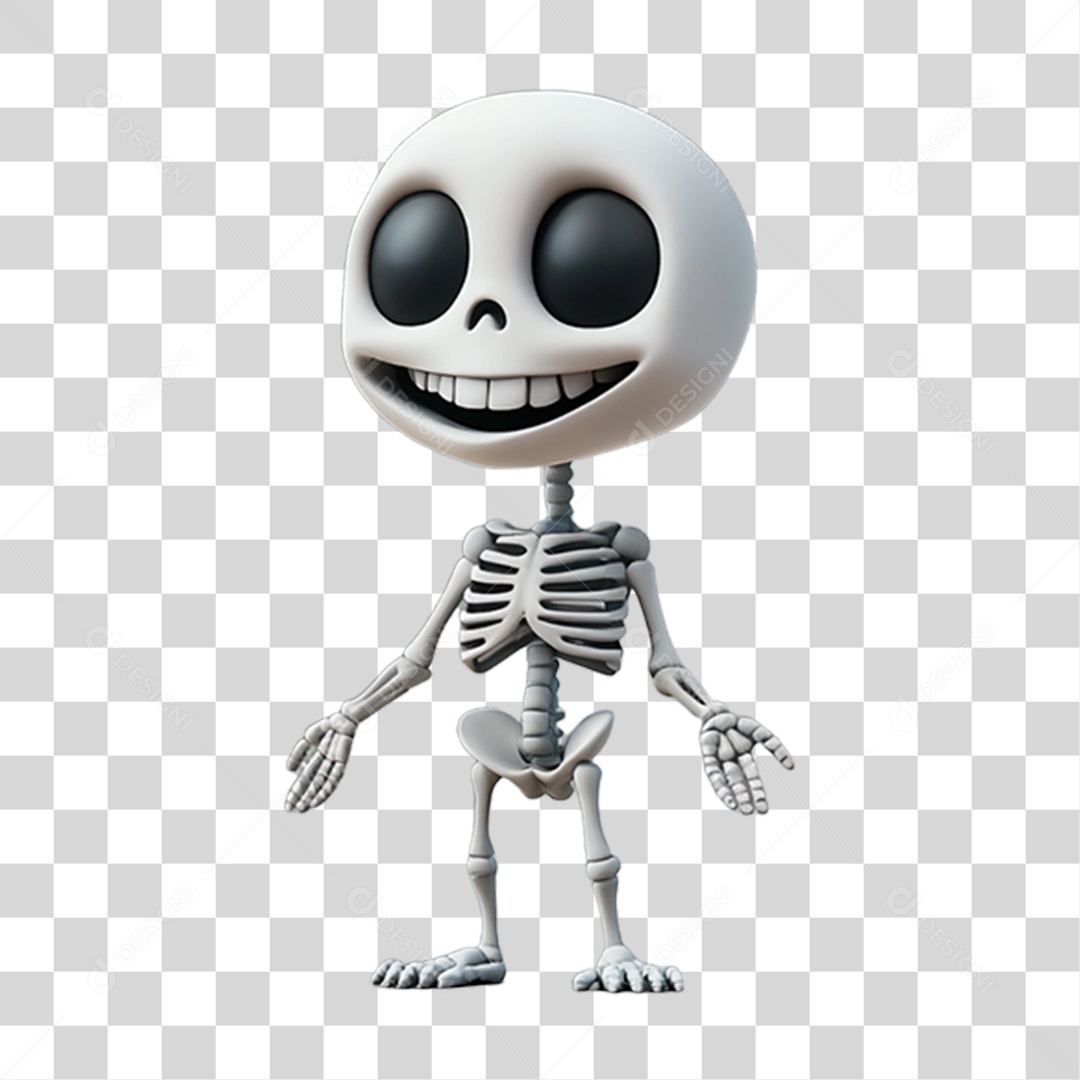 Elemento 3D Personagem de Halloween Esqueleto PNG Transparente