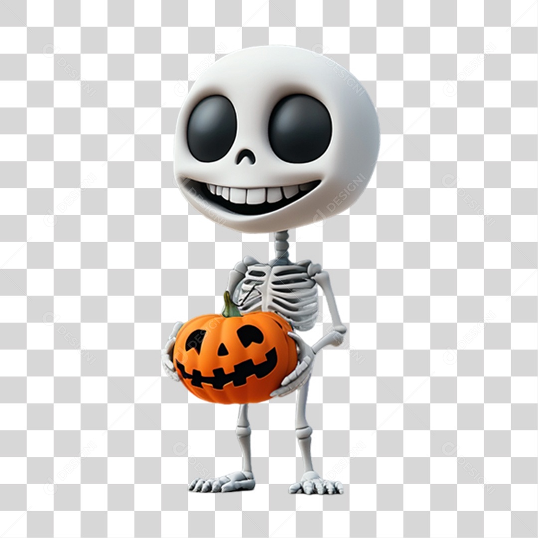 Elemento 3D Personagem de Halloween Esqueleto PNG Transparente