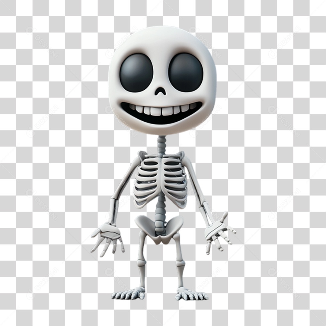 Elemento 3D Personagem de Halloween Esqueleto PNG Transparente