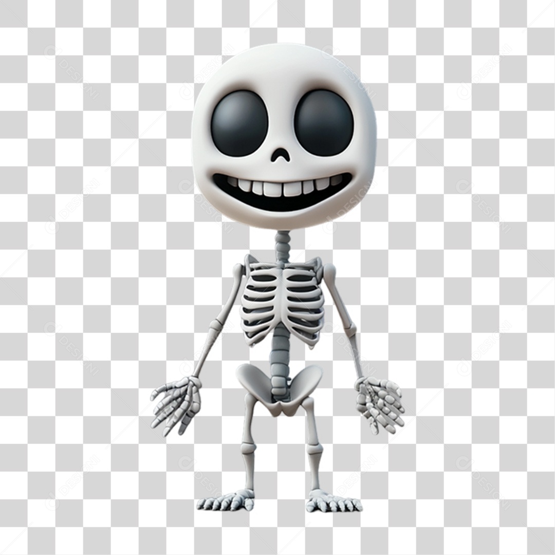Elemento 3D Personagem de Halloween Esqueleto PNG Transparente