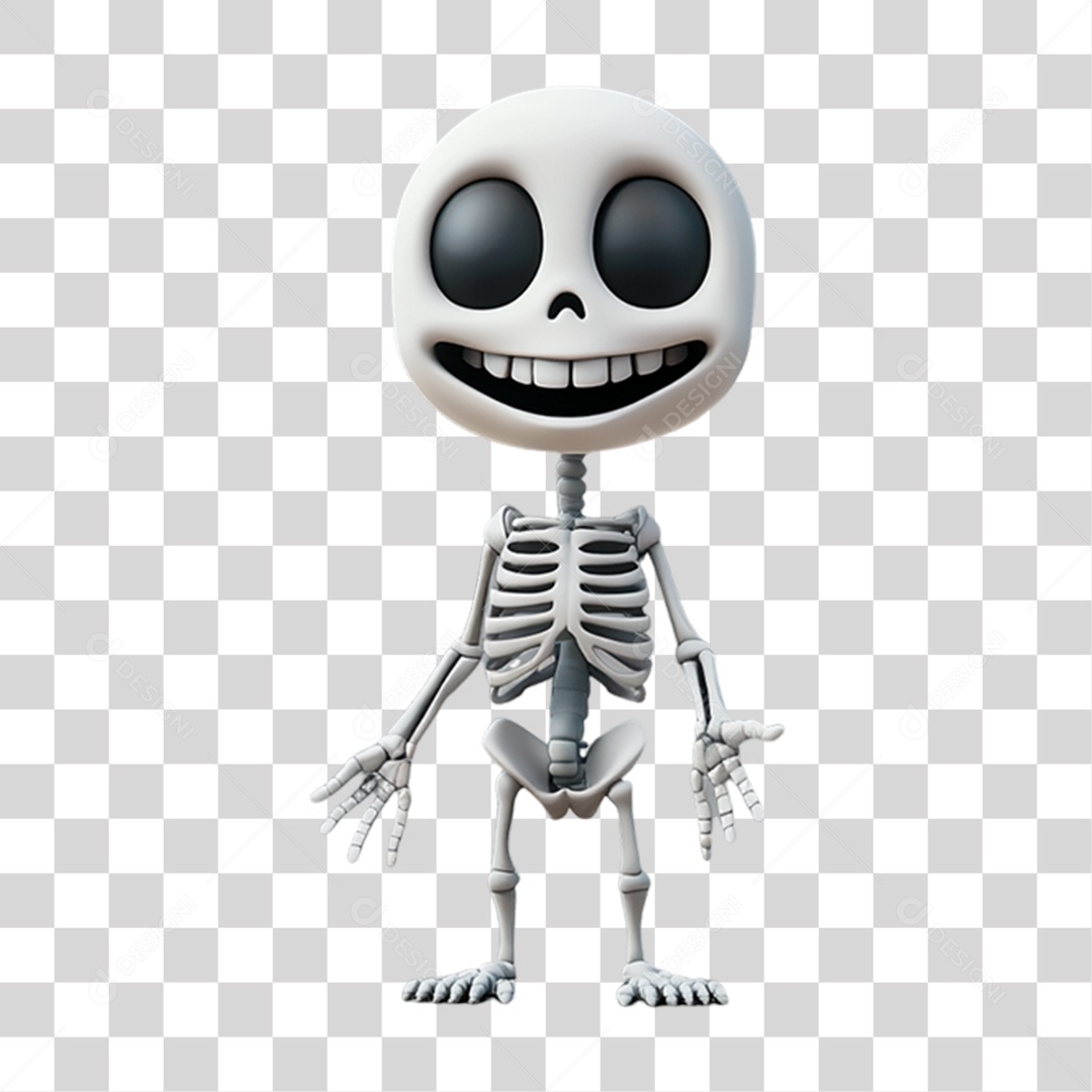 Elemento 3D Personagem de Halloween Esqueleto PNG Transparente