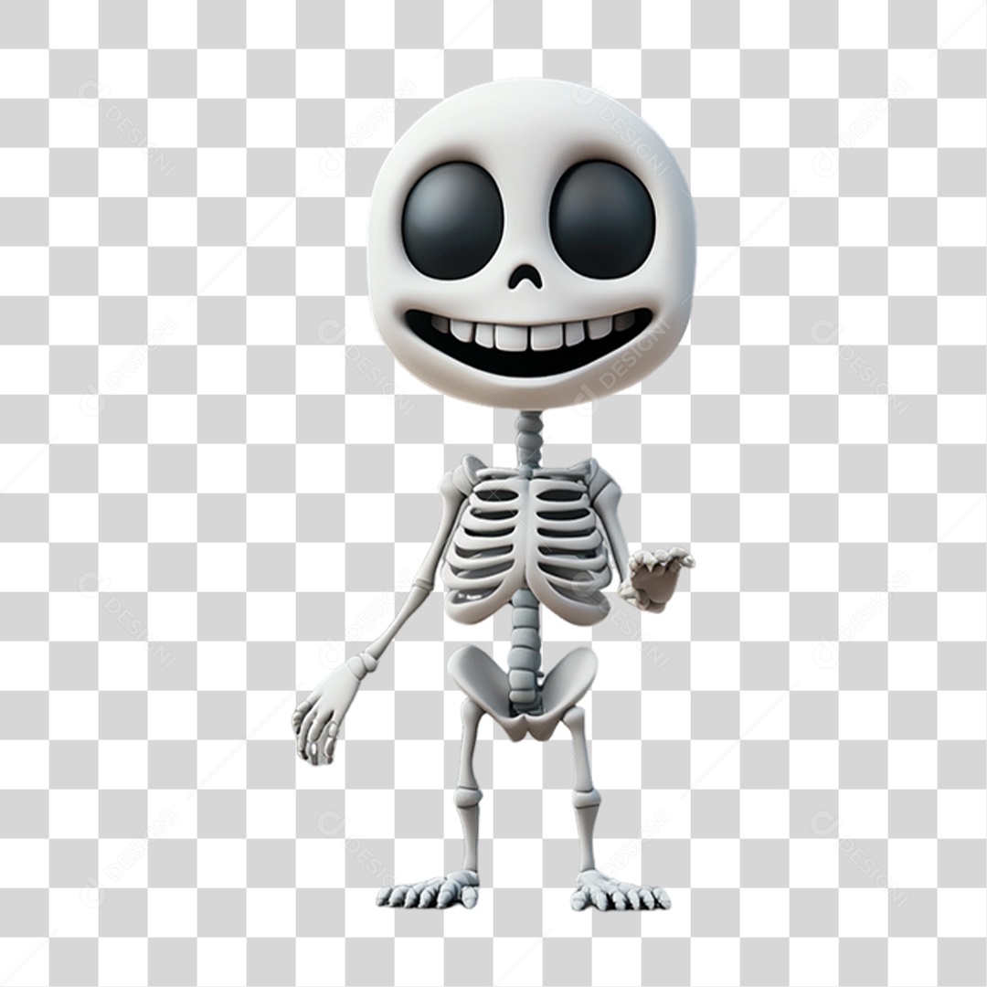 Elemento 3D Personagem de Halloween Esqueleto PNG Transparente