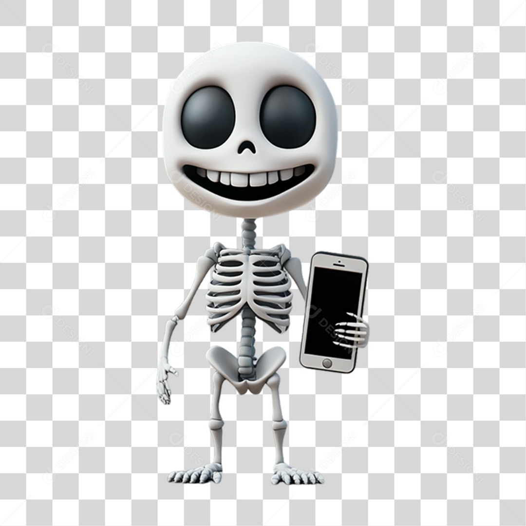 Elemento 3D Personagem de Halloween Esqueleto PNG Transparente