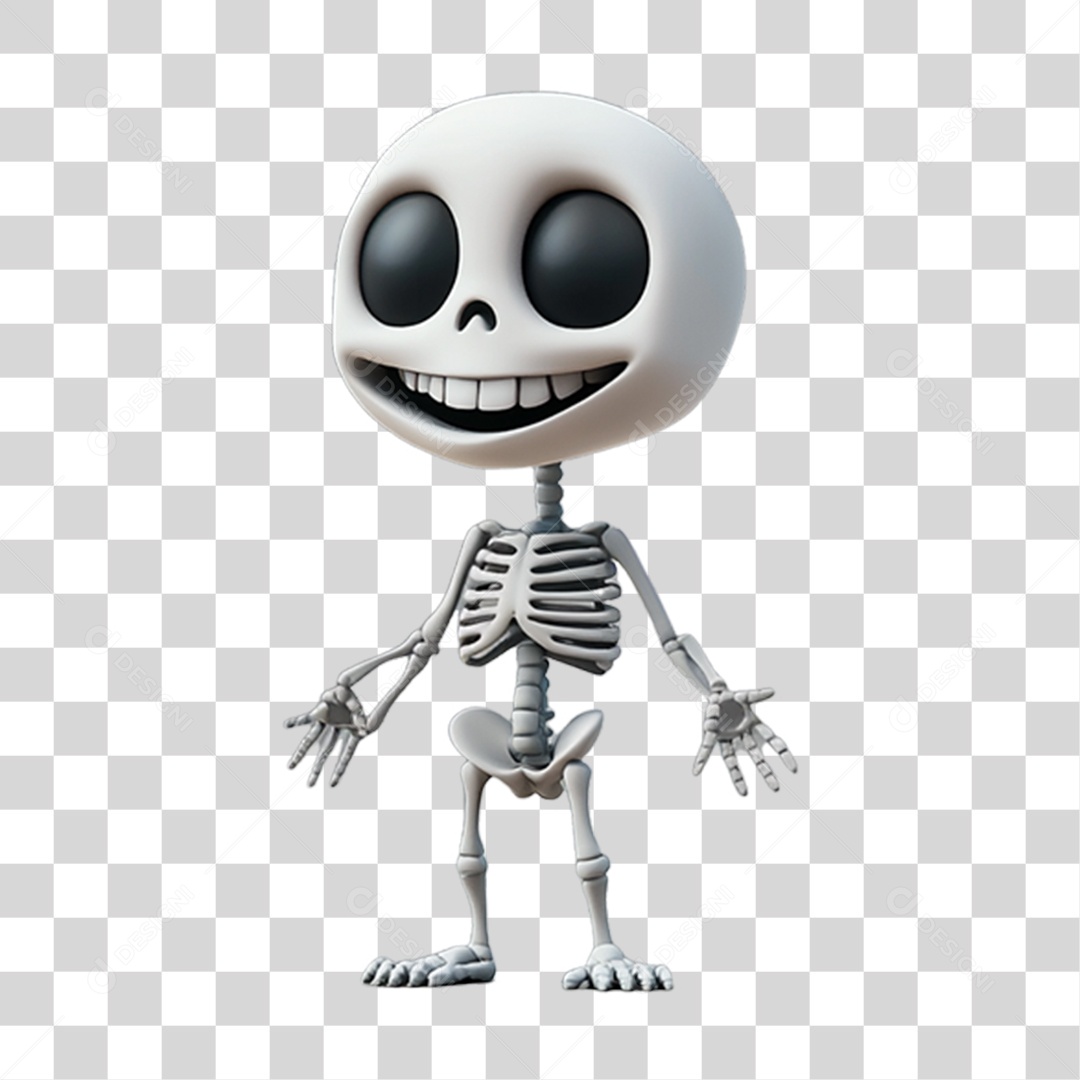 Elemento 3D Personagem de Halloween Esqueleto PNG Transparente