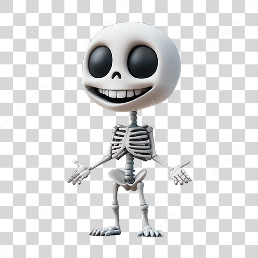 Elemento 3D Personagem de Halloween Esqueleto PNG Transparente