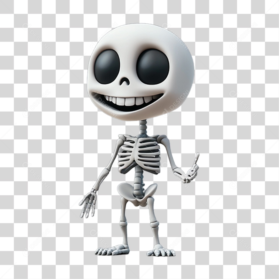 Elemento 3D Personagem de Halloween Esqueleto PNG Transparente