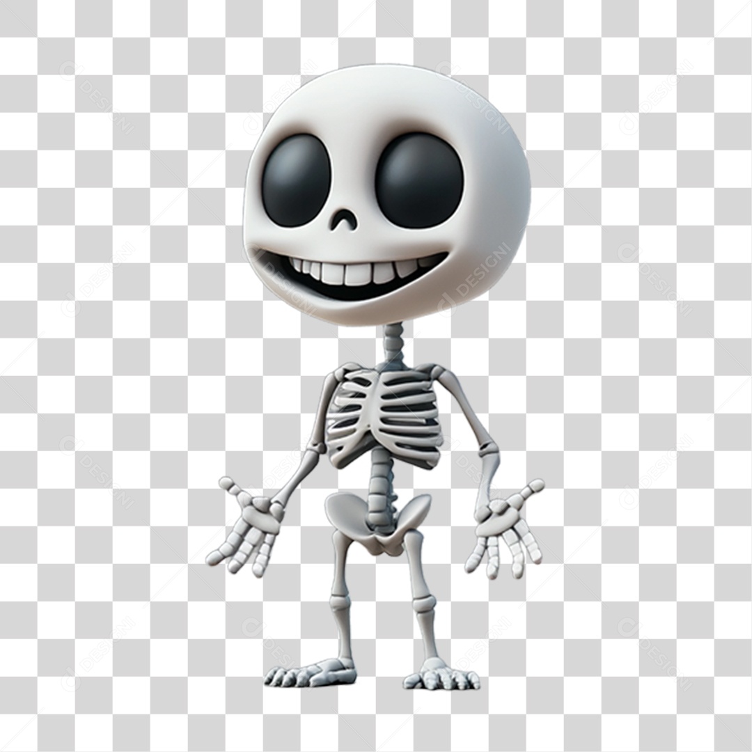 Elemento 3D Personagem de Halloween Esqueleto PNG Transparente
