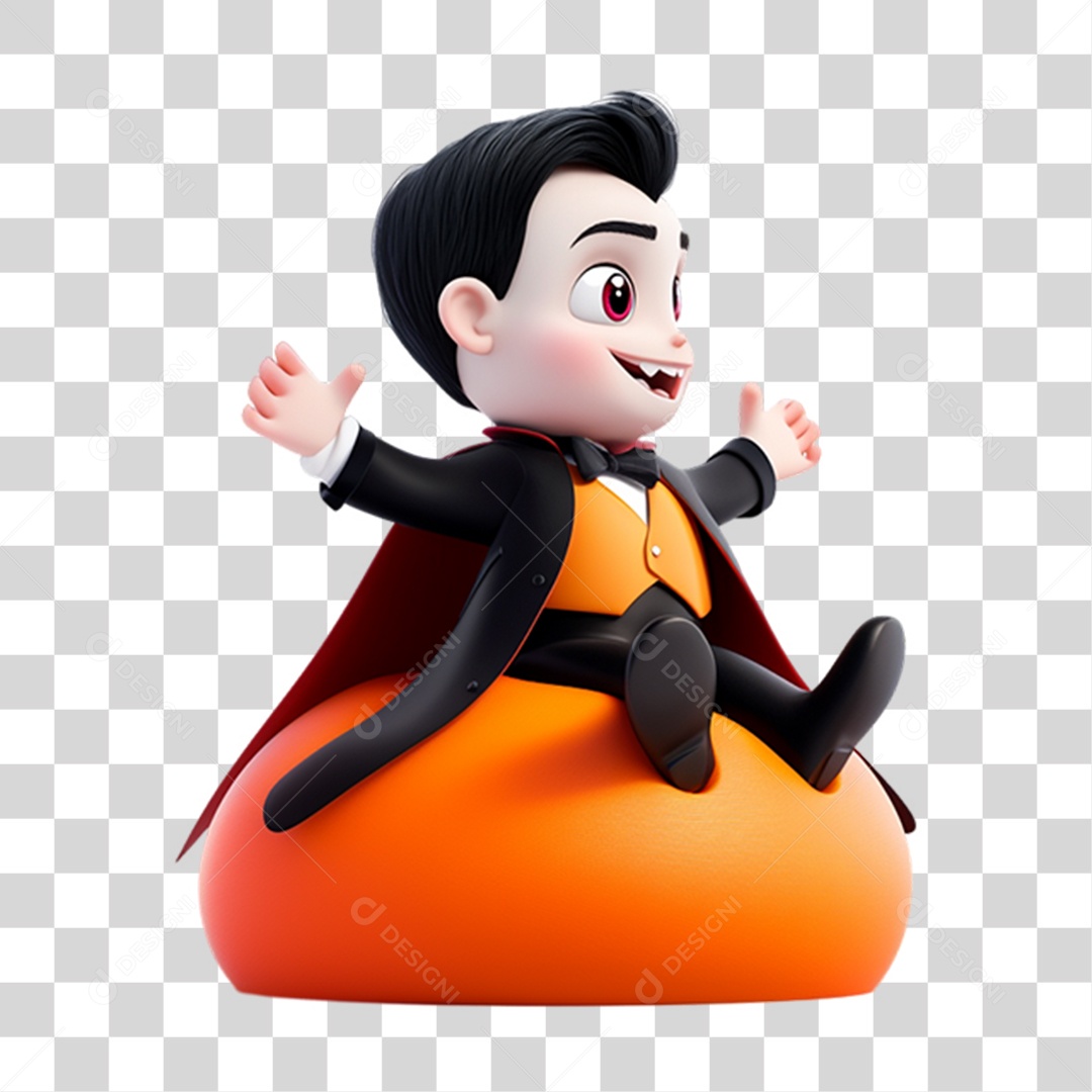 Elemento 3D Personagem de Halloween Drácula PNG Transparente