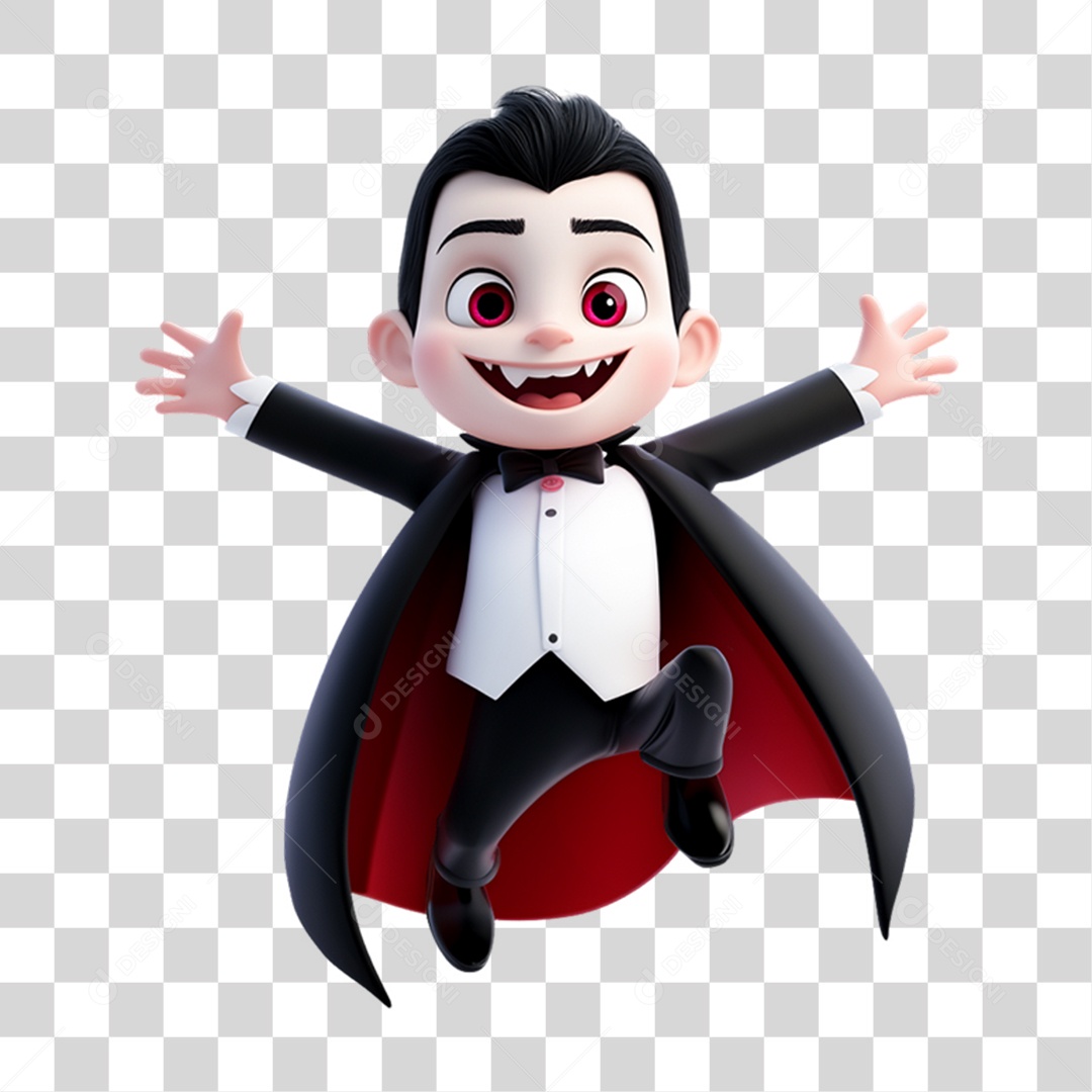 Elemento 3D Personagem de Halloween Drácula PNG Transparente