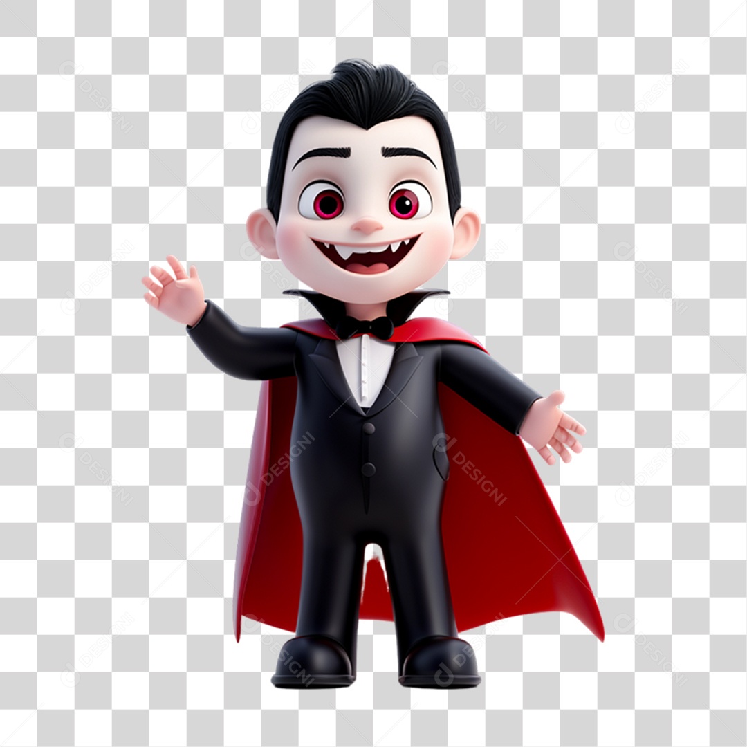 Elemento 3D Personagem de Halloween Drácula PNG Transparente