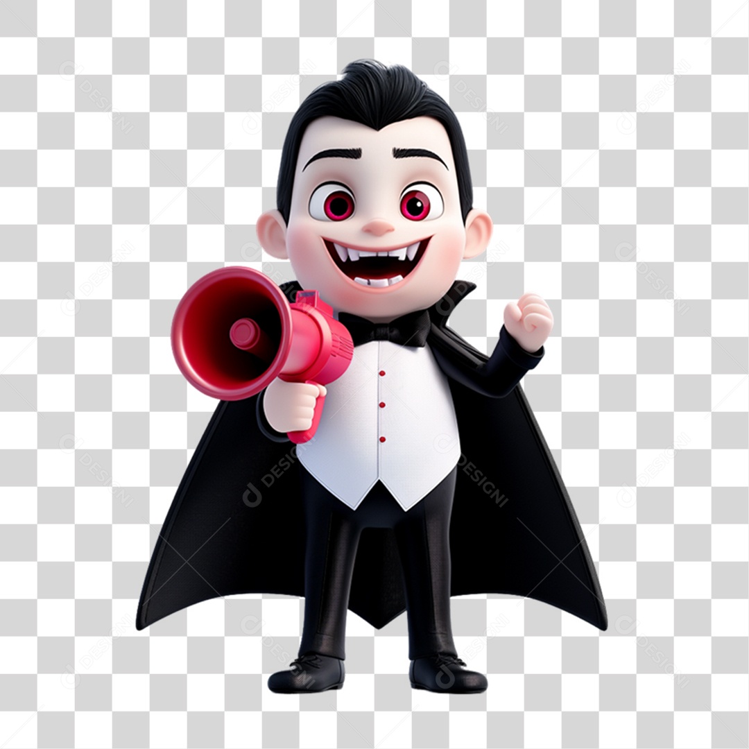Elemento 3D Personagem de Halloween Drácula PNG Transparente