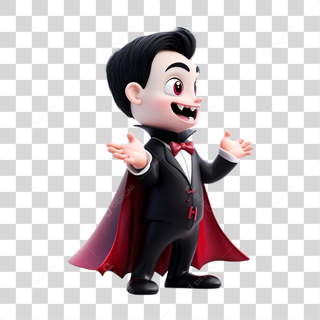 Elemento 3D Personagem de Halloween Drácula PNG Transparente