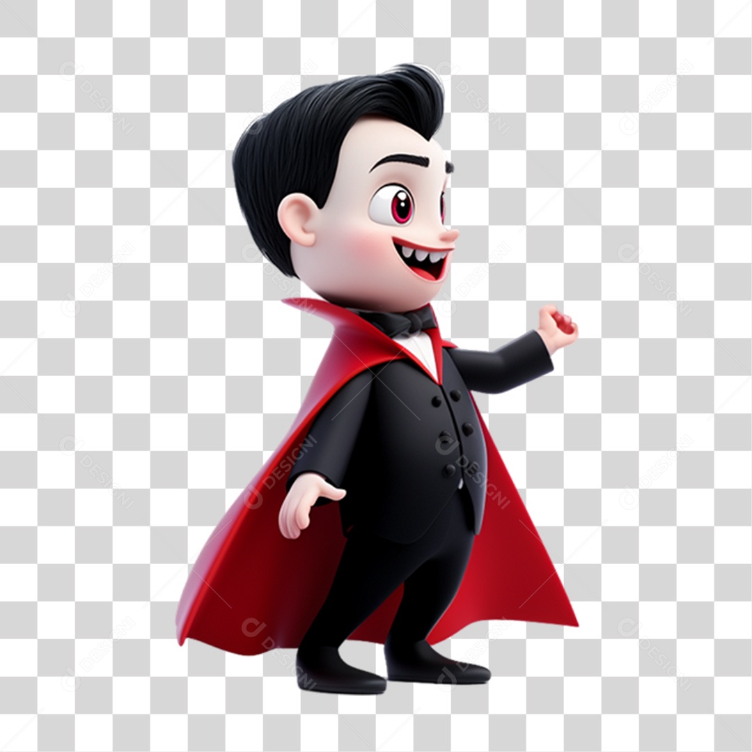 Elemento 3D Personagem de Halloween Drácula PNG Transparente