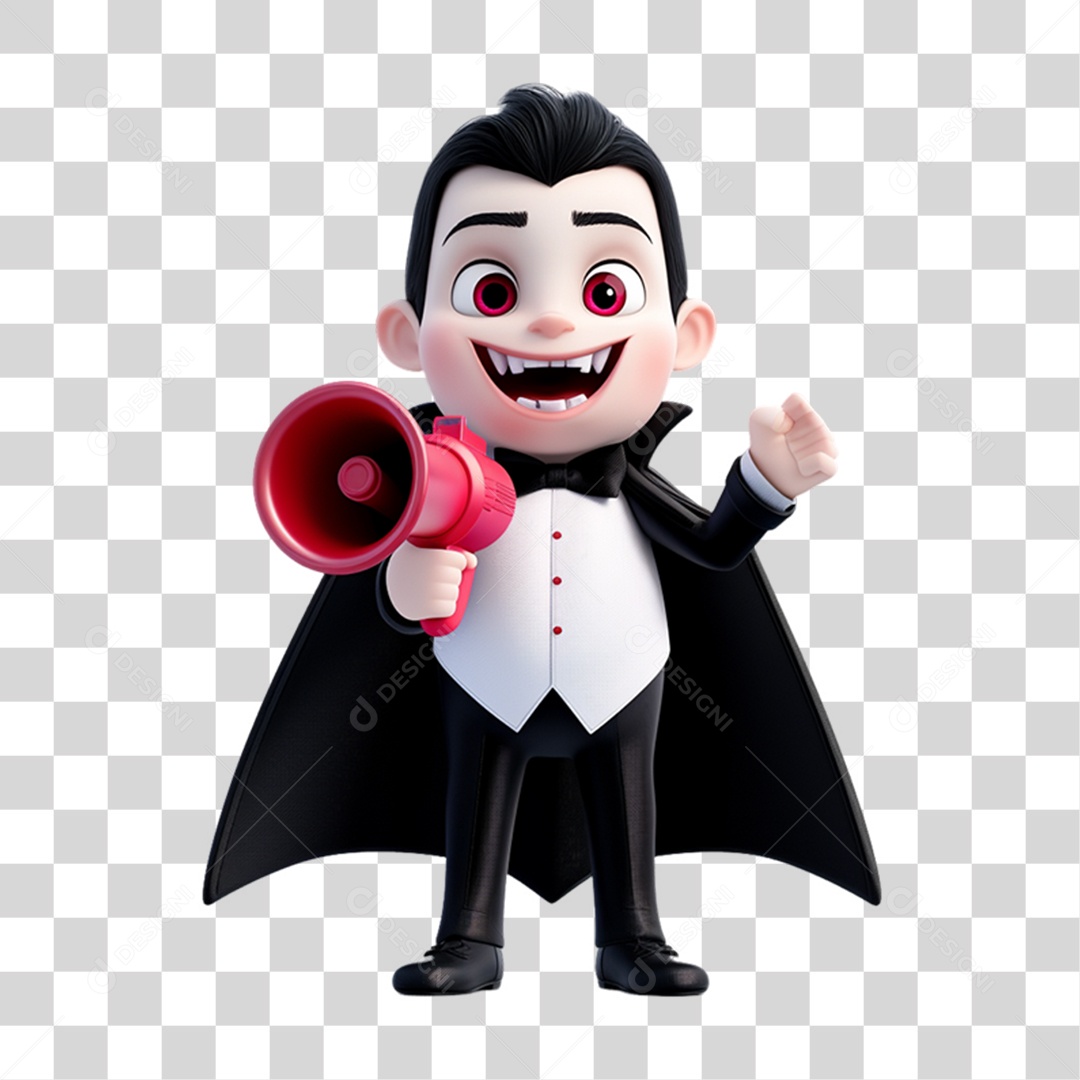 Elemento 3D Personagem de Halloween Drácula PNG Transparente