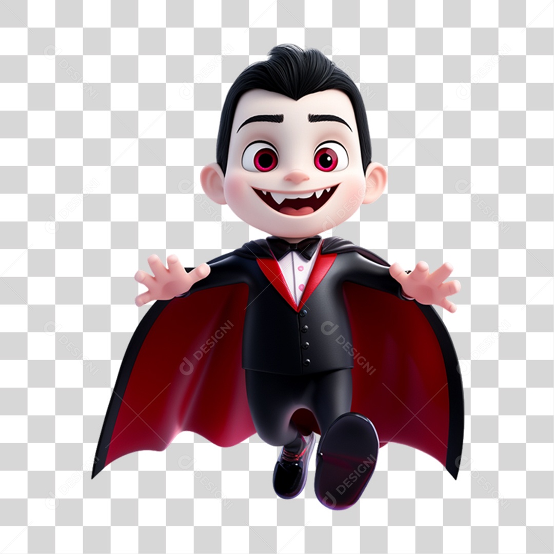 Elemento 3D Personagem de Halloween Drácula PNG Transparente