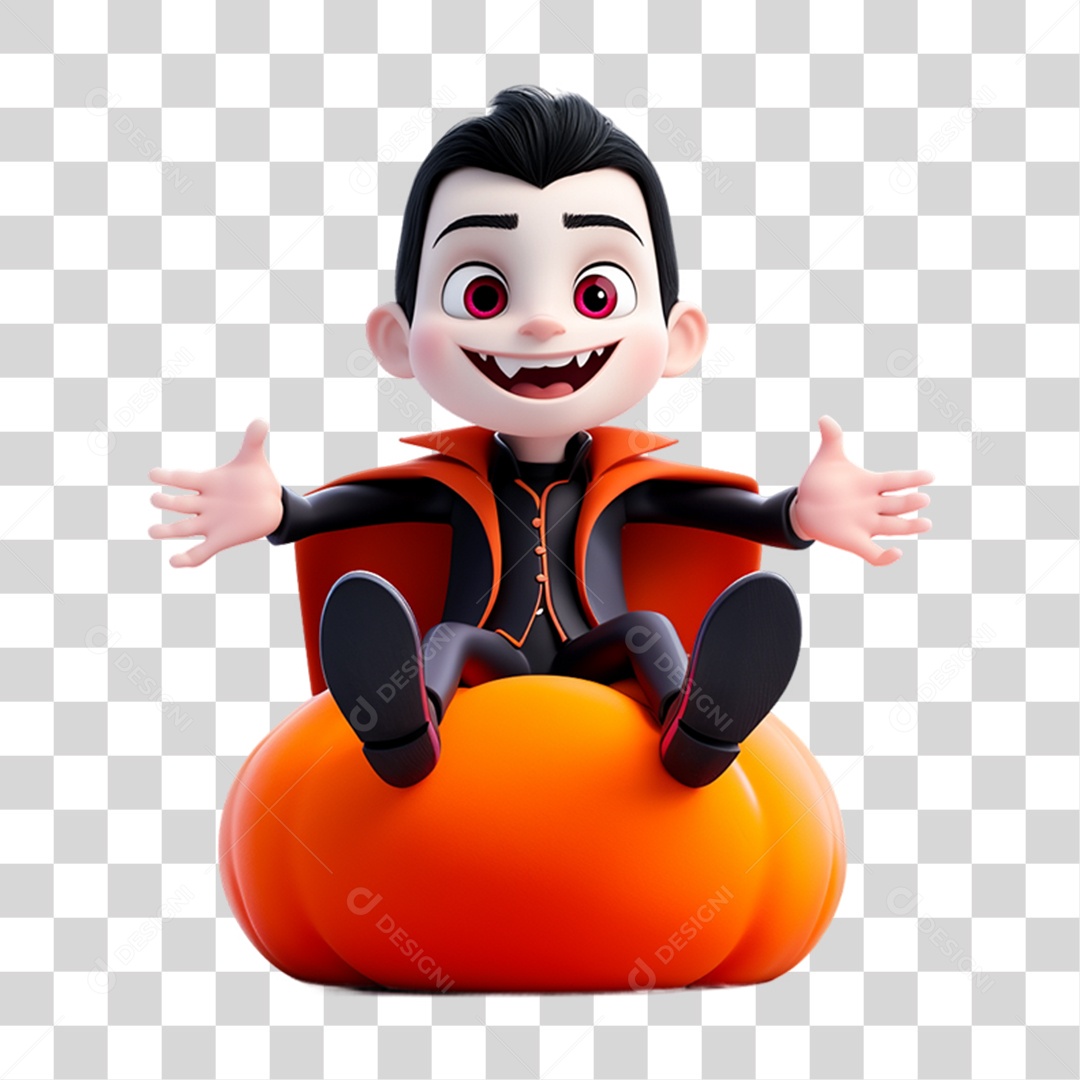 Elemento 3D Personagem de Halloween Drácula PNG Transparente