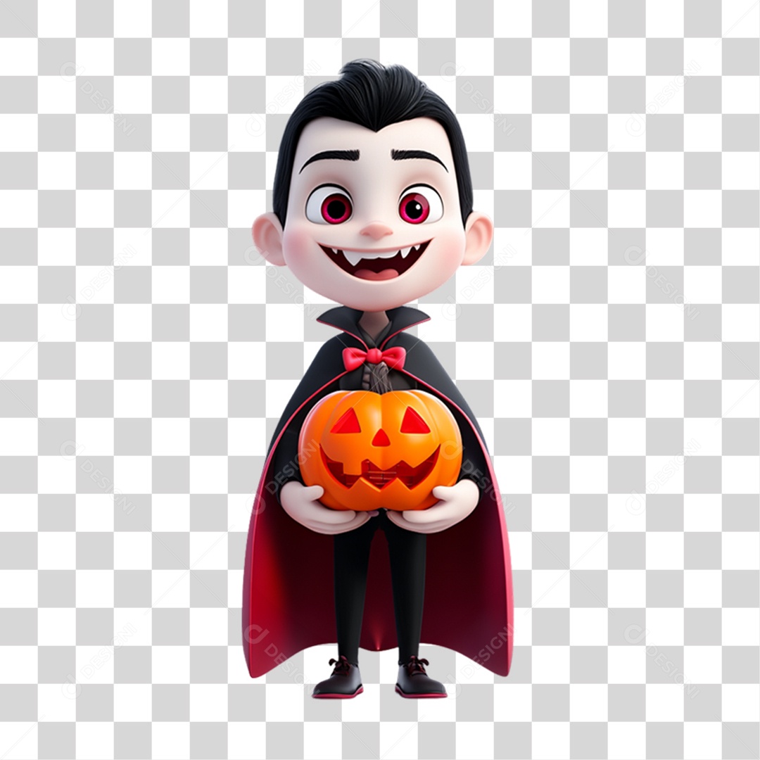 Elemento 3D Personagem de Halloween Drácula PNG Transparente