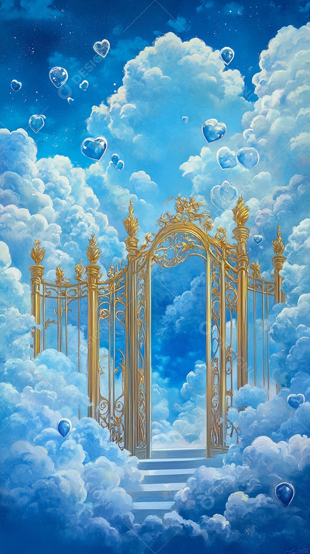 Retrato realista de portões do céu