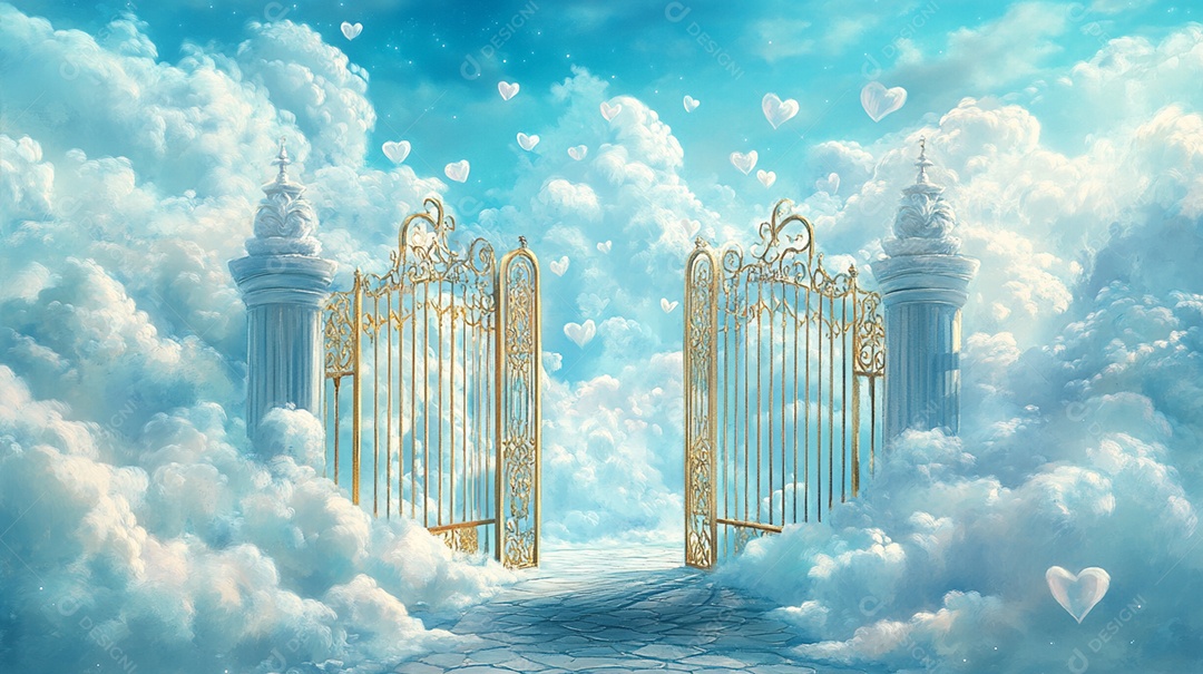 Retrato realista de portões do céu