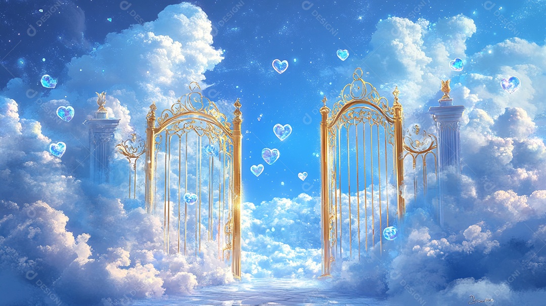 Retrato realista de portões do céu