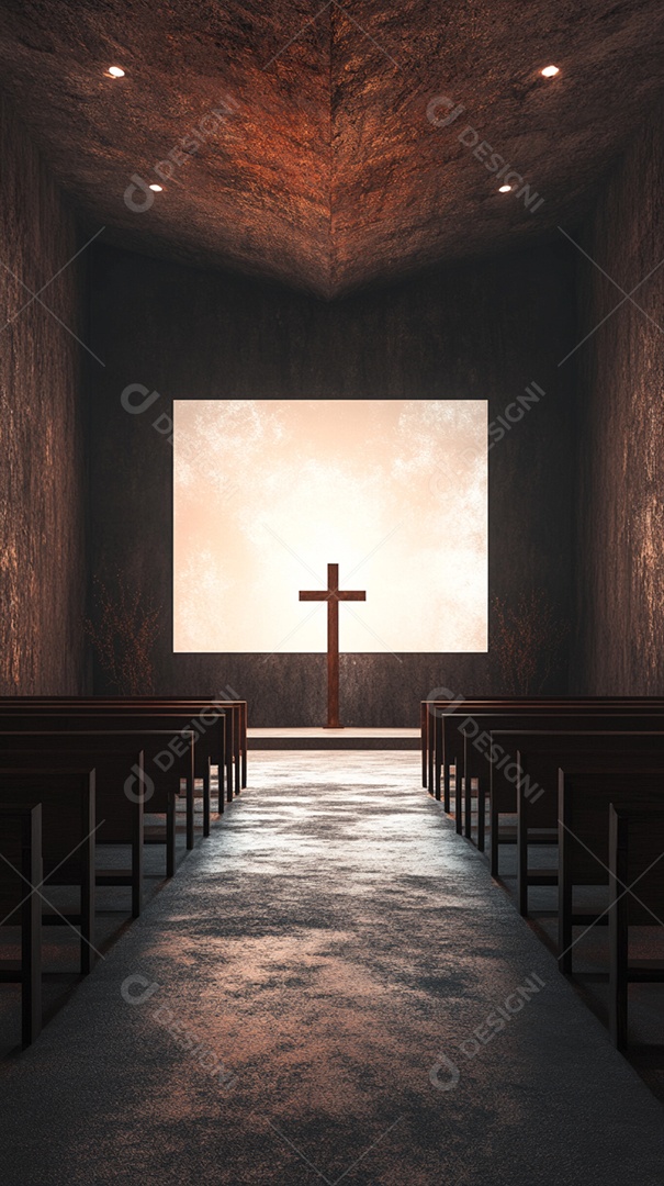 Retrato realista de igreja vazia