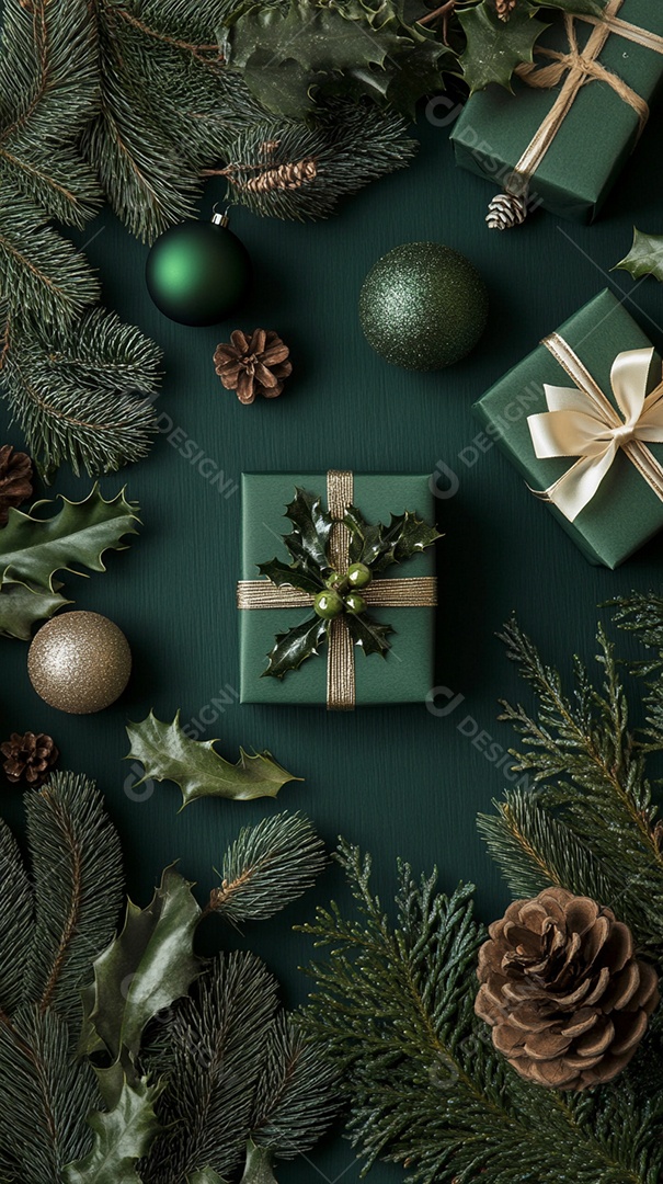 Vista superior dos gráficos do cartão de Natal