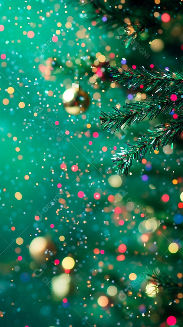 Fundo verde com brilhos coloridos