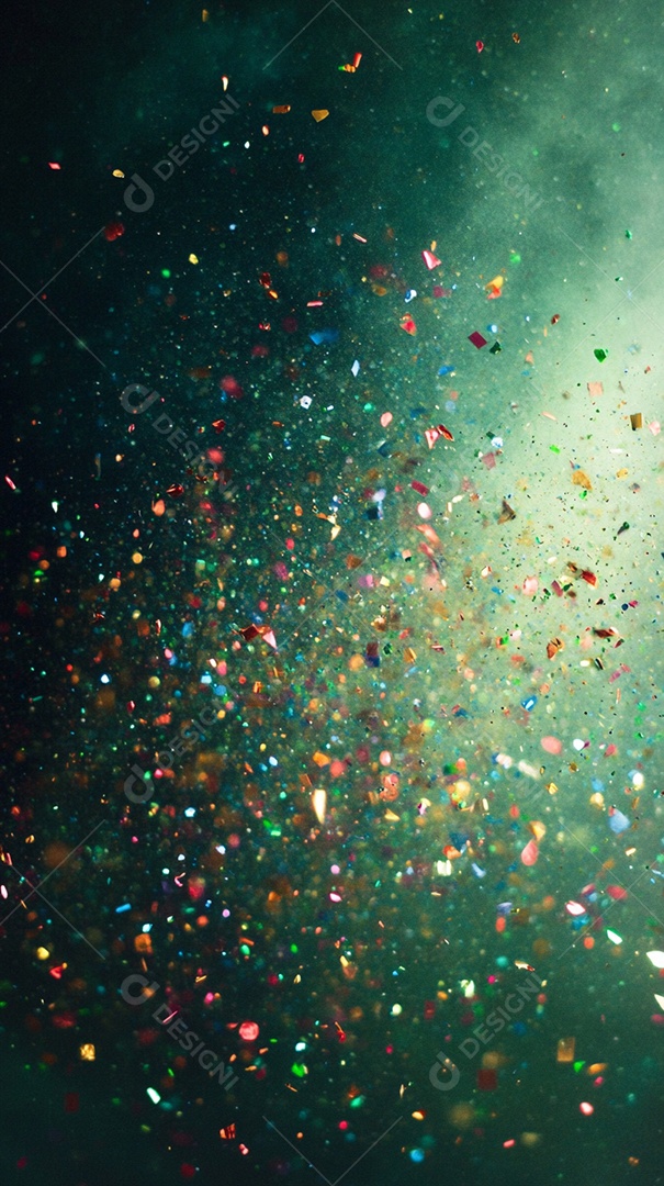 Fundo verde com brilhos coloridos