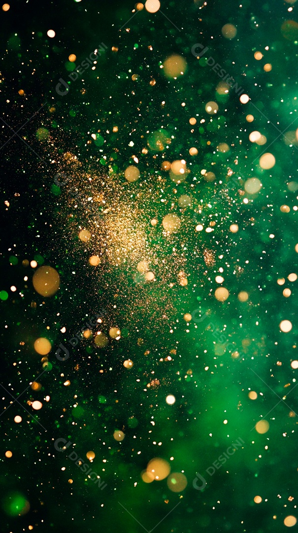 Fundo verde com brilhos coloridos