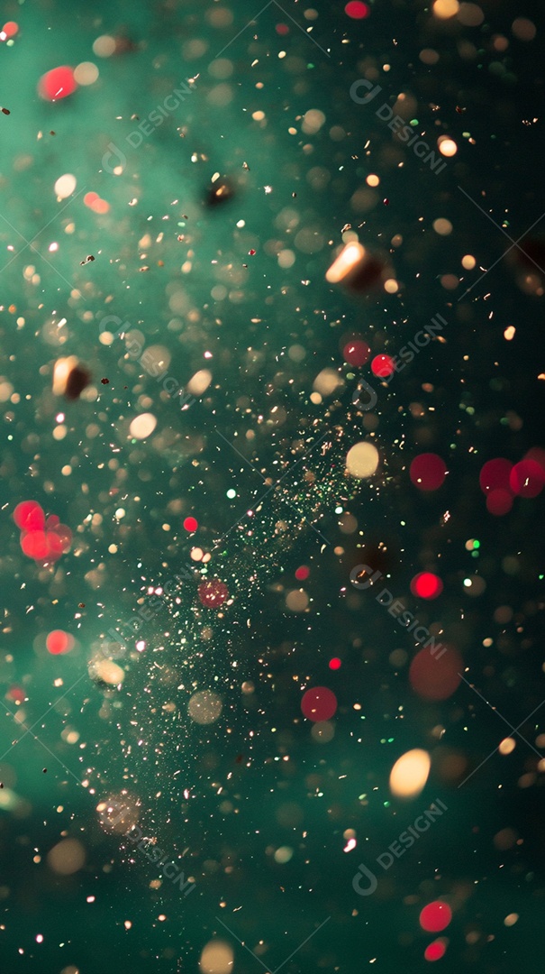 Fundo verde com brilhos coloridos