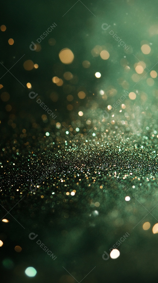 Fundo verde com brilhos coloridos