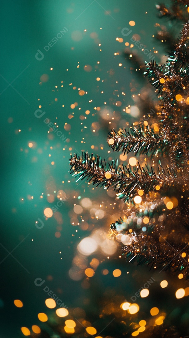 Fundo verde com brilhos coloridos