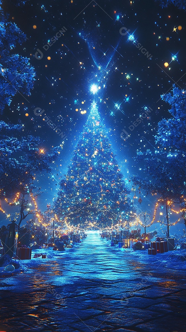 Esquema de cores azul ao ar livre céu estrelado Natal