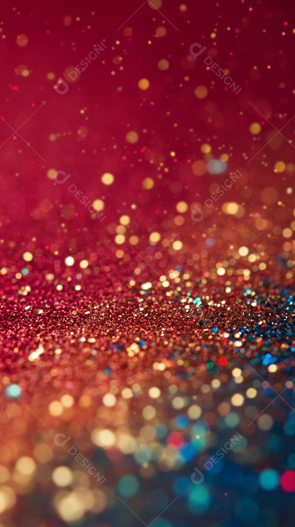 Fundo vermelho com brilhos coloridos pólvora