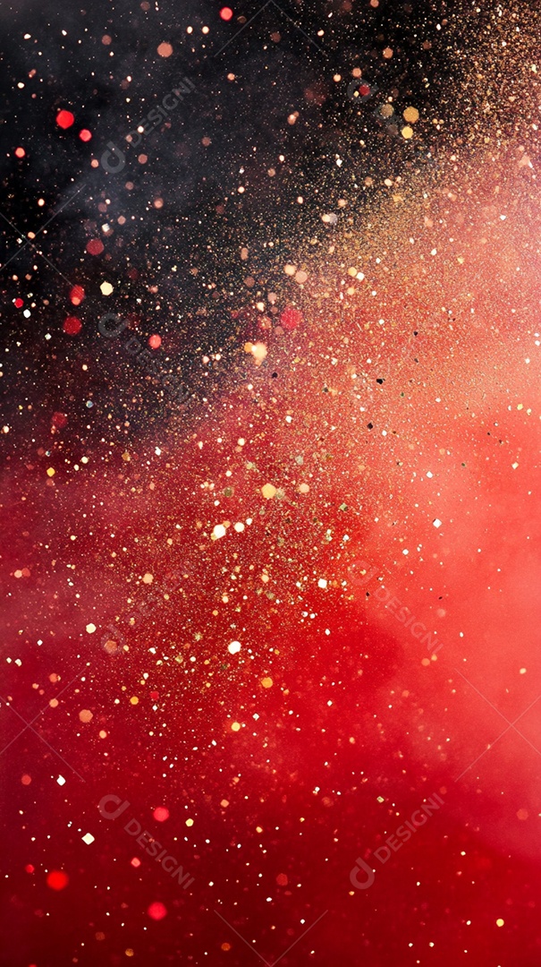 Fundo vermelho com brilhos coloridos pólvora