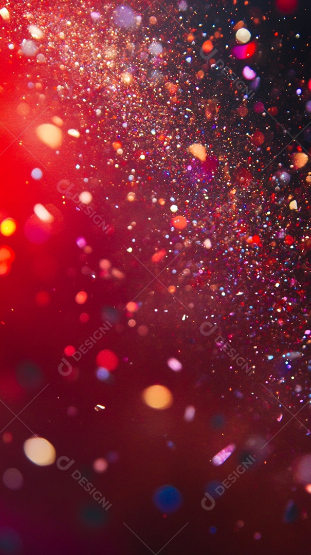Fundo vermelho com brilhos coloridos pólvora