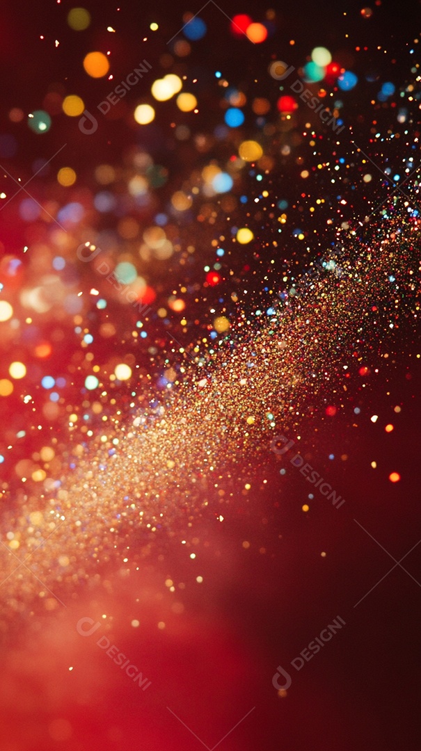 Fundo vermelho com brilhos coloridos pólvora