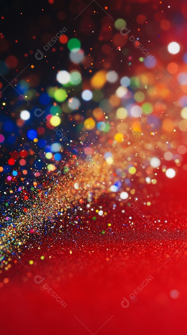 Fundo vermelho com brilhos coloridos pólvora