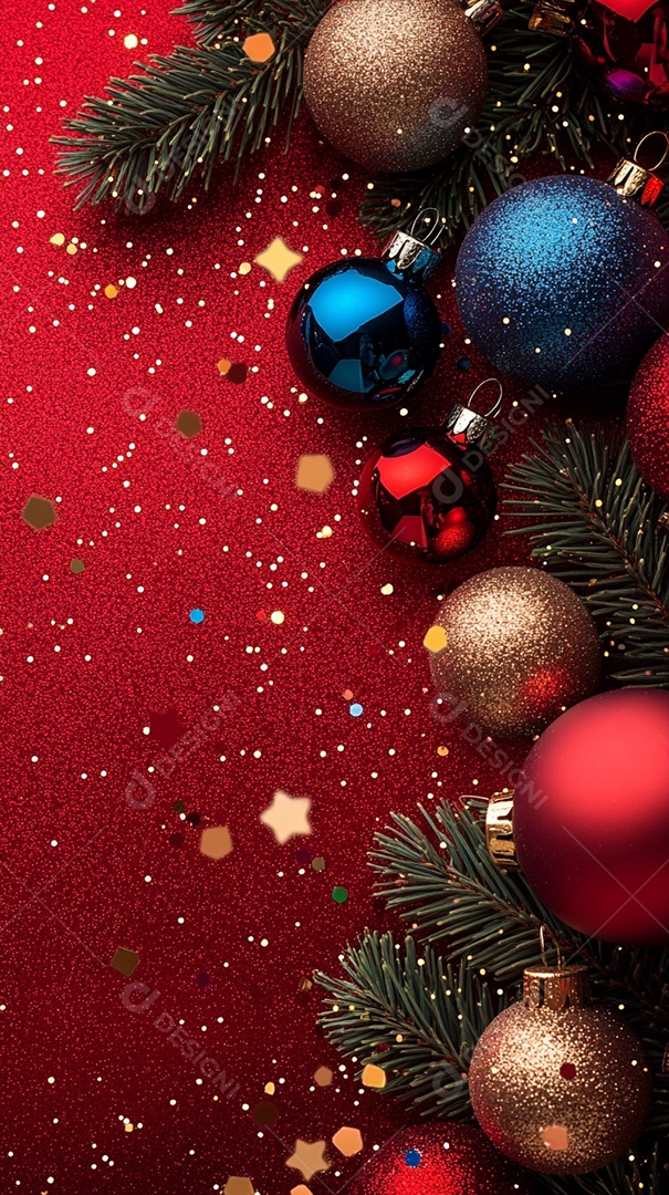 Fundo vermelho com brilhos coloridos de pólvora