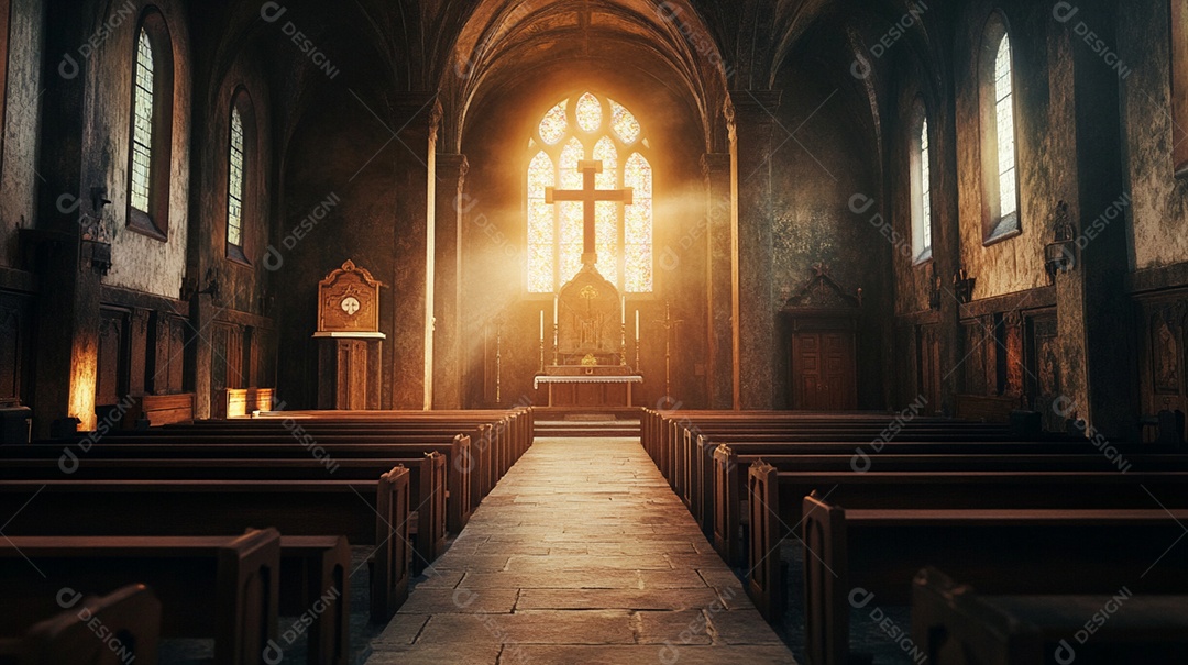 Retrato realista de igreja vazia