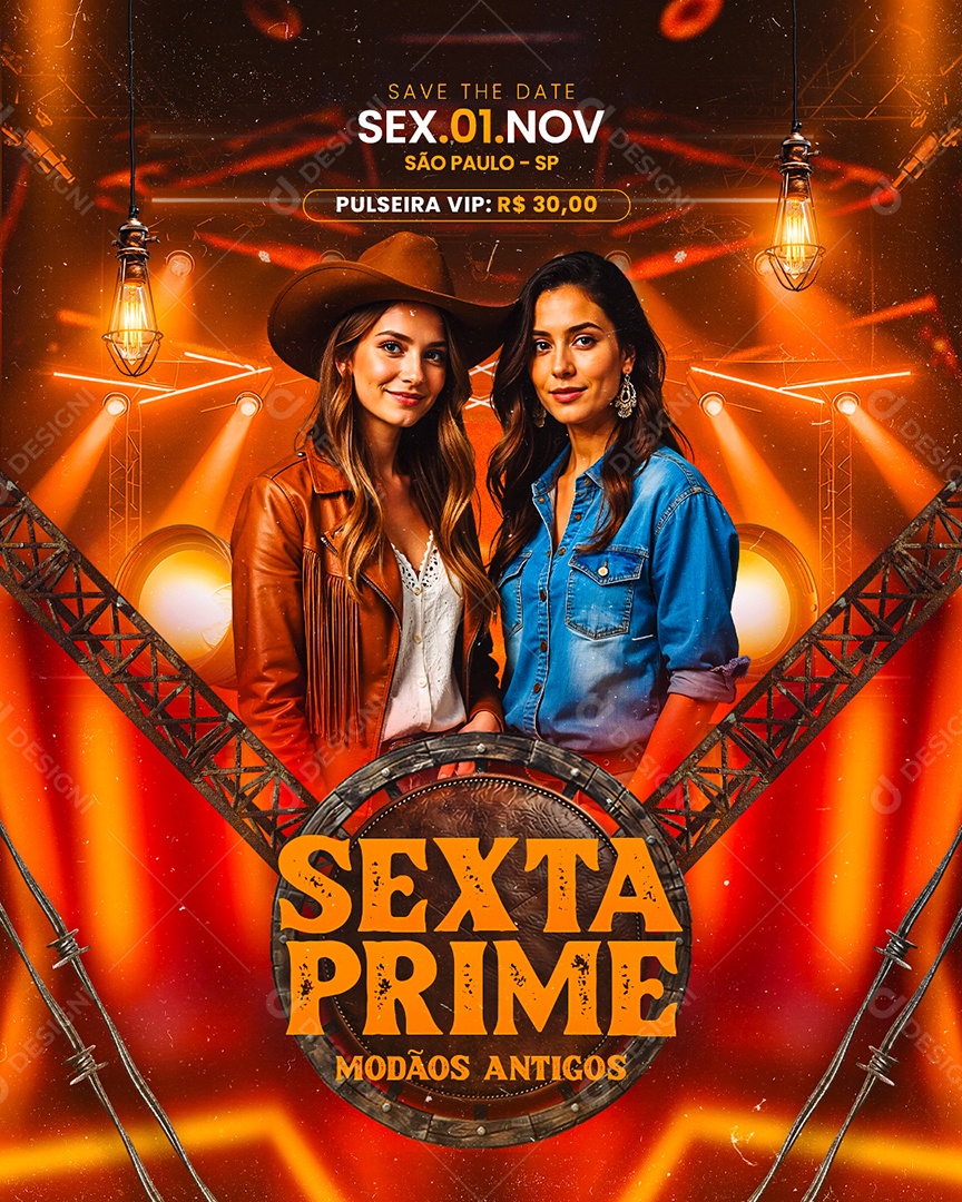 Flyer Sexta Prime Modão Antigos Social Media PSD Editável