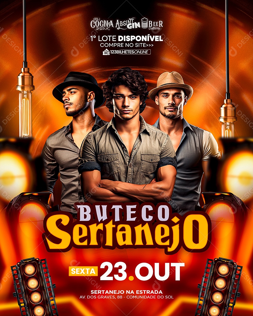 Flyer Buteco Sertanejo Social Media PSD Editável