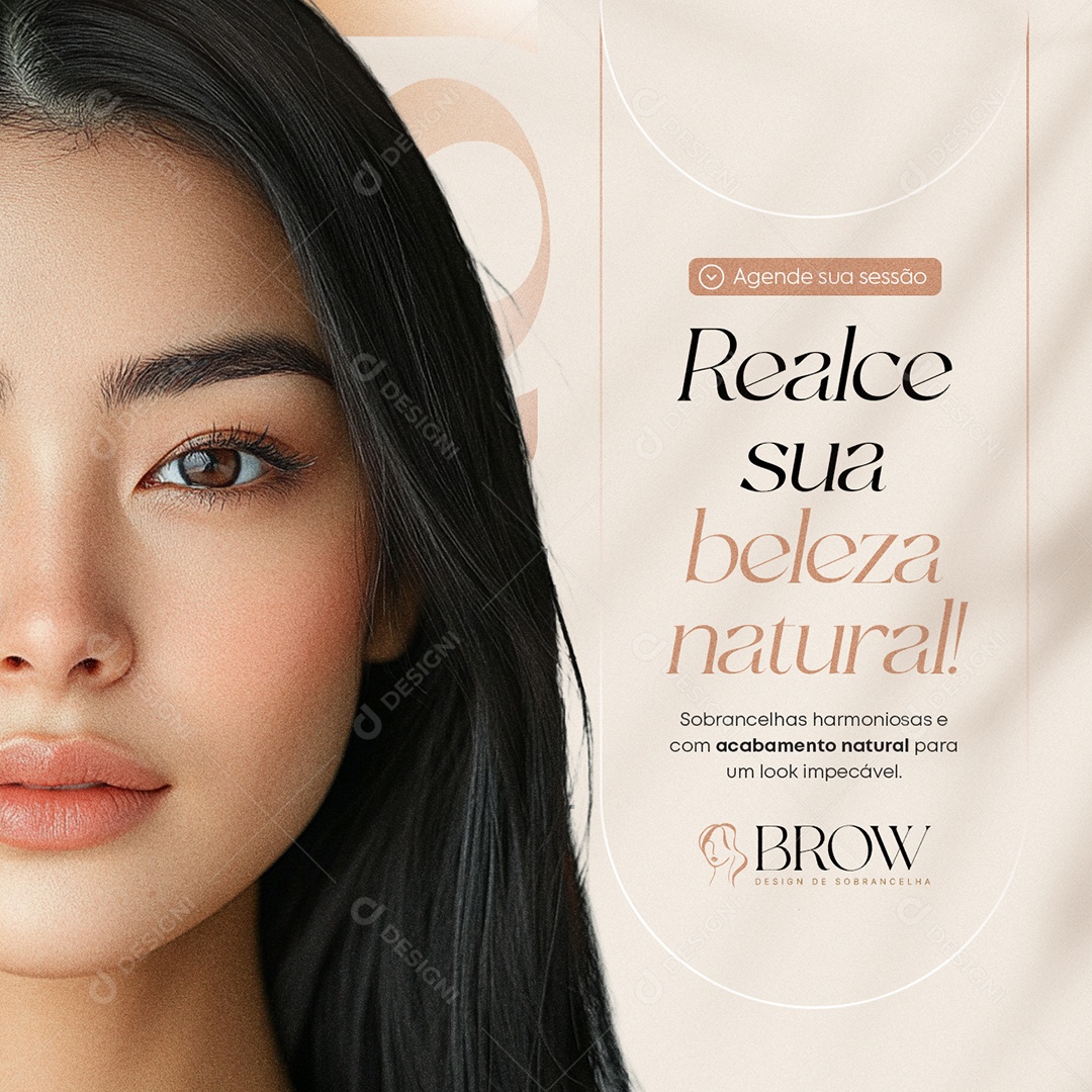Design de Sobrancelha Realce sua Beleza Natural Social Media PSD Editável