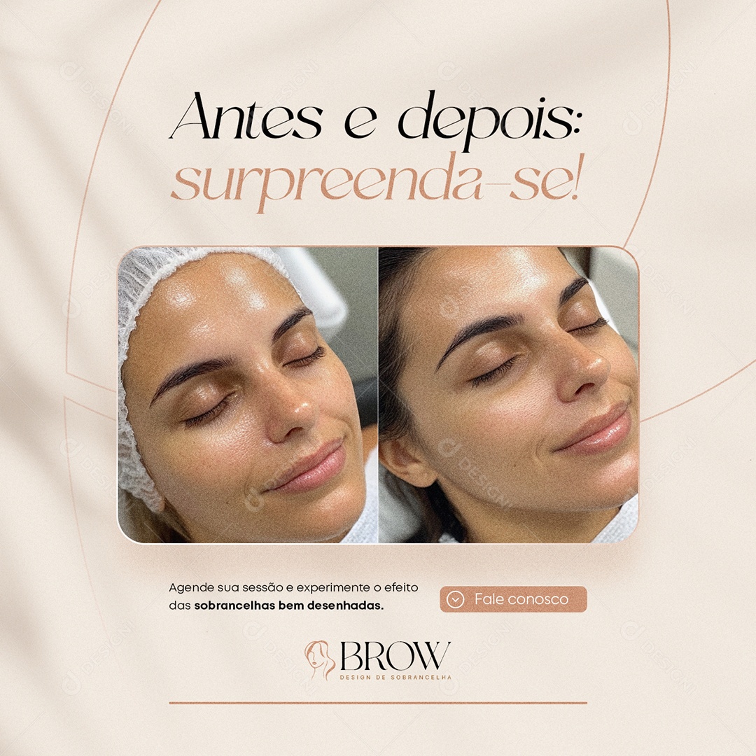 Design de Sobrancelha Antes e Depois Surpreenda-Se Social Media PSD Editável